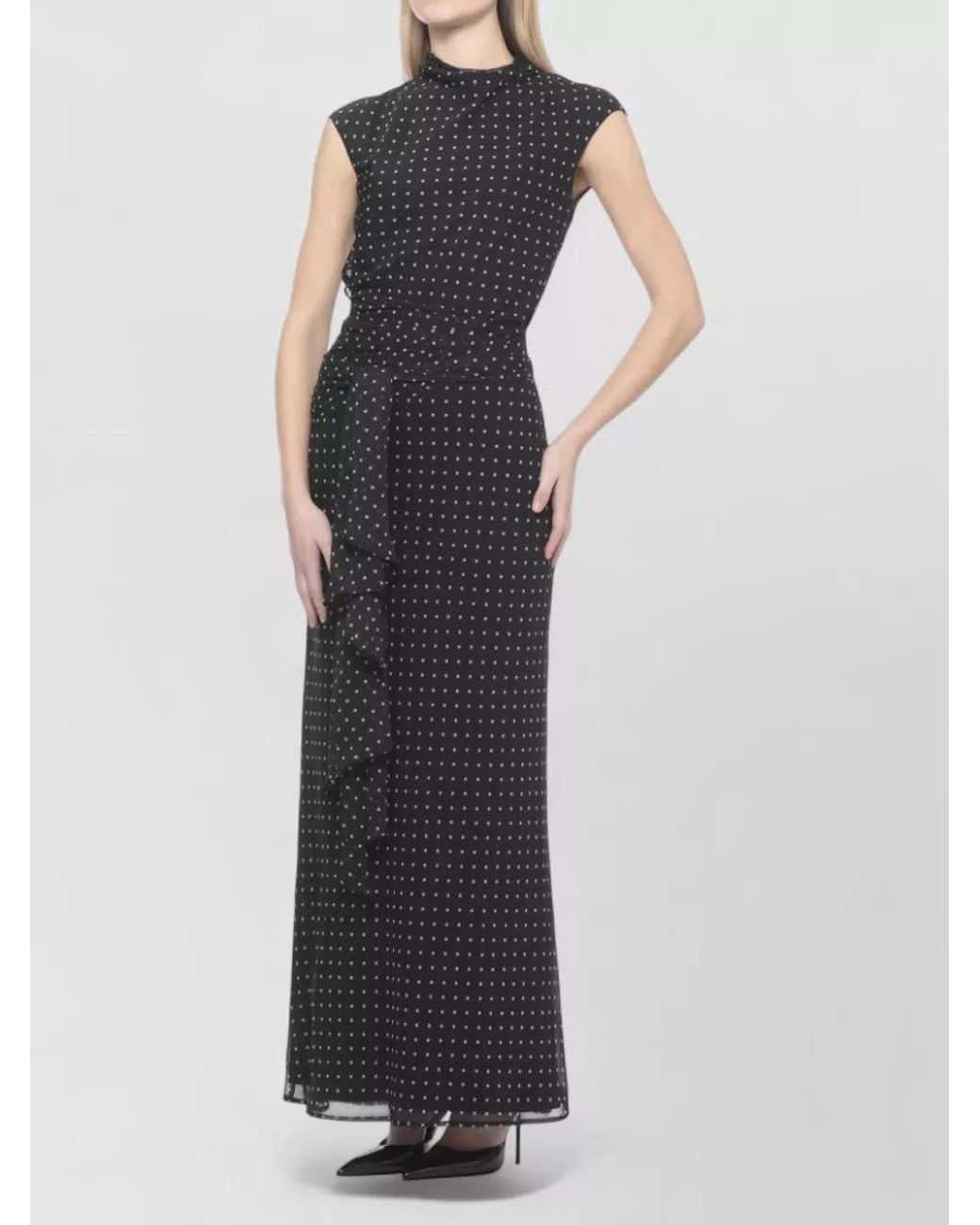ROTATE BIRGER CHRISTENSEN Black Floral-Print Sleeveless High-Neck Maxi Dress