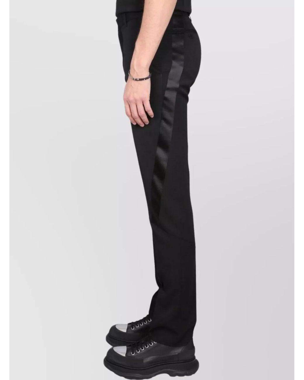 McQueen Black Virgin Wool Tailored Trousers for men