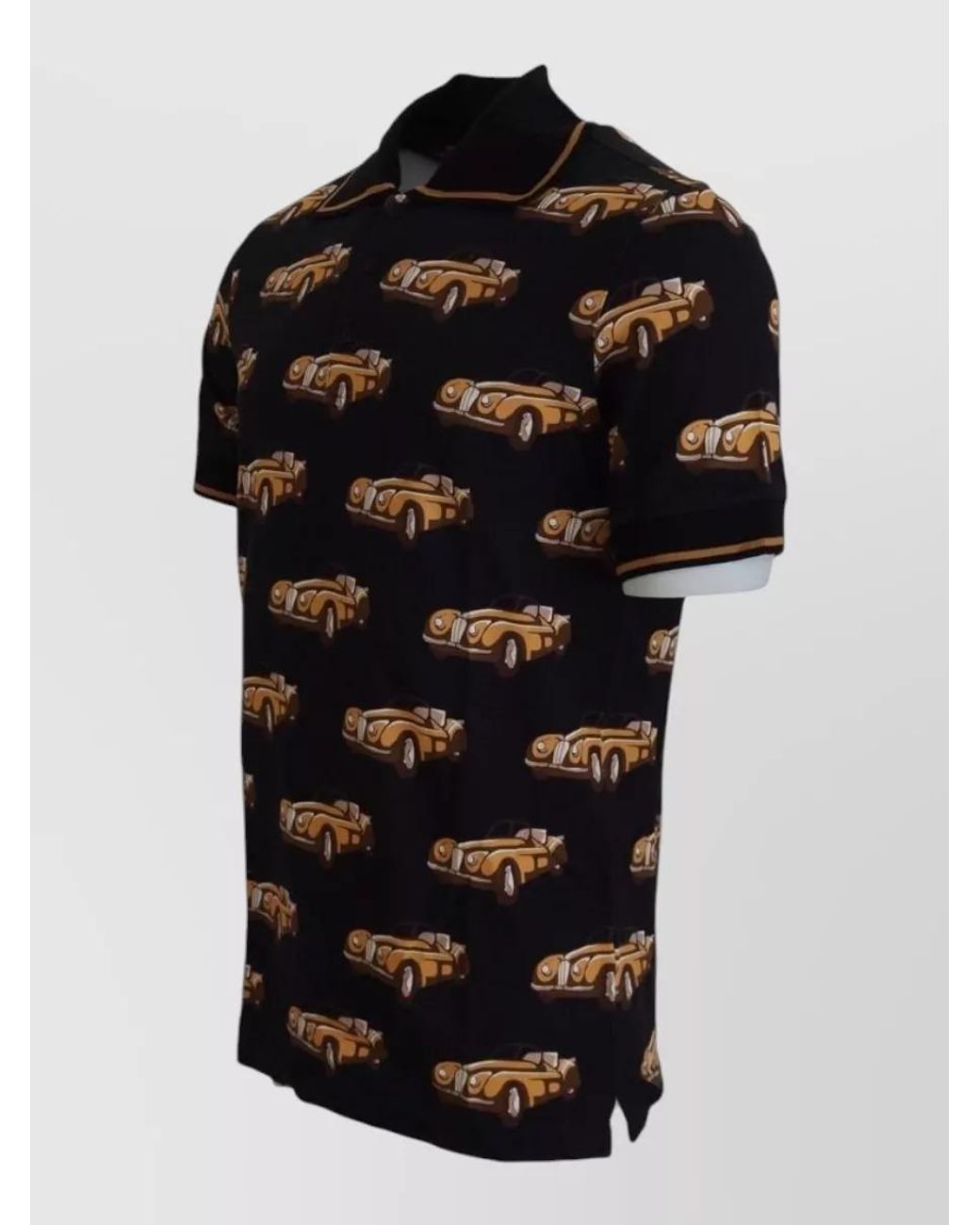Dolce & Gabbana Black Printed Regular-Fit Short-Sleeve Polo Shirt for men