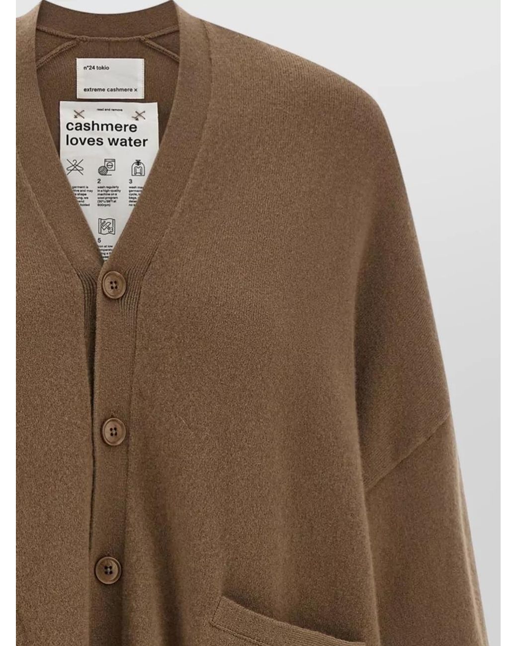 Extreme Cashmere Brown Cashmere Oversized Ribbed V-Neck Cardigan