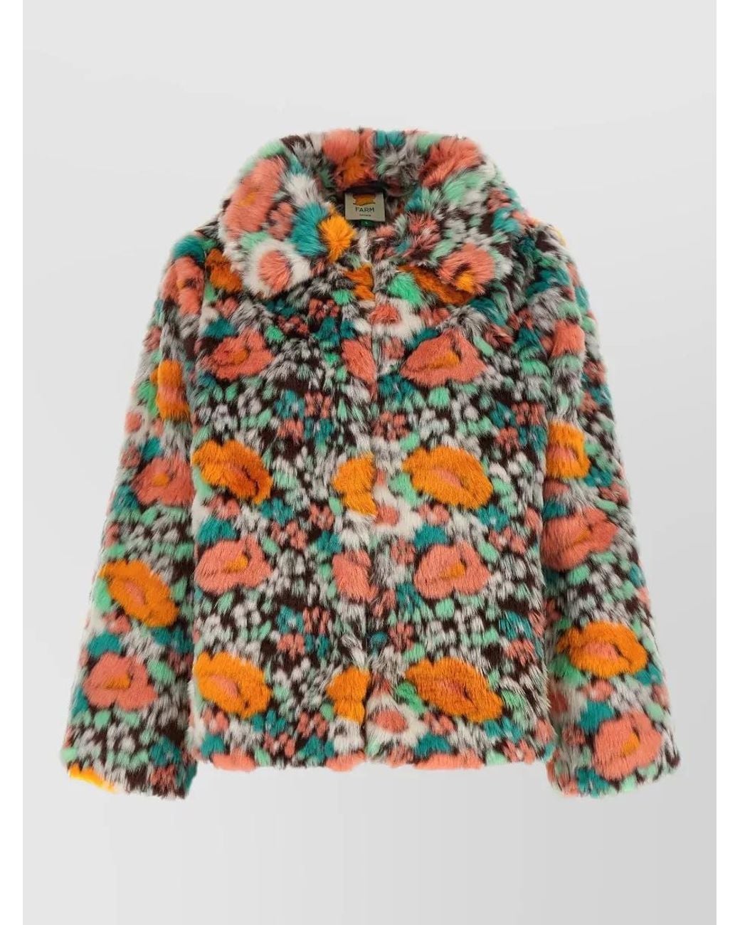 Farm Rio Multicolor Faux Fur Floral-Print Coat