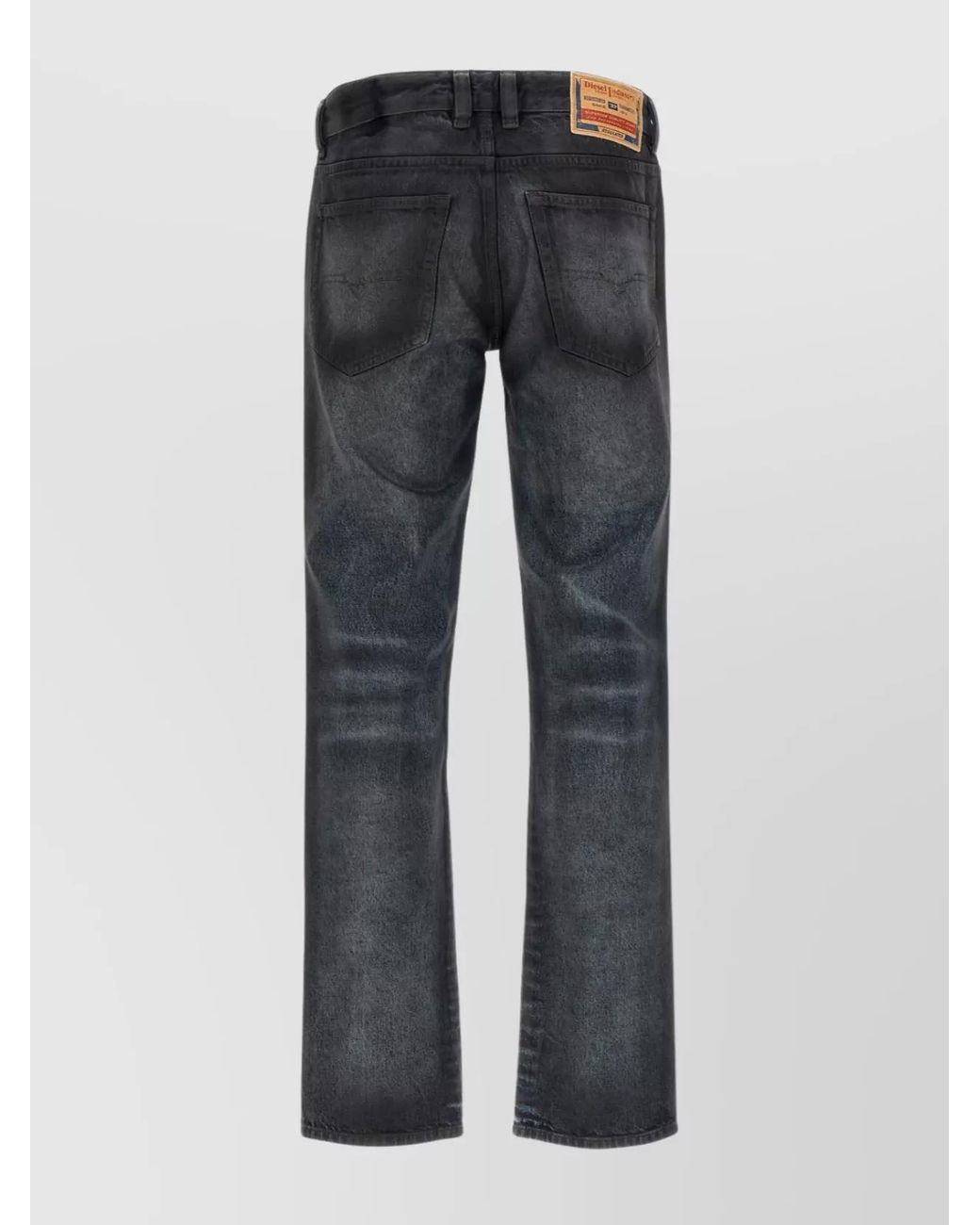 DIESEL Gray Denim Mid-Rise Straight-Leg Jeans for men