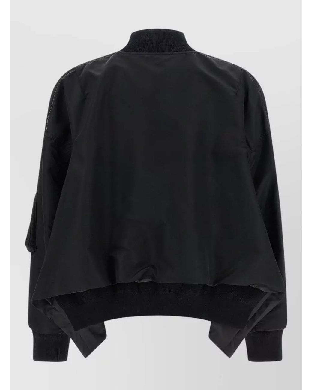 Sacai Black Nylon Ribbed Cropped Bomber Jacket