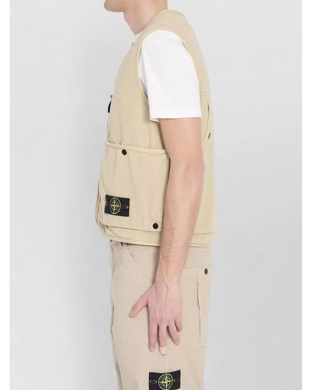 Stone Island Natural Cotton Quilted Oversized Vest for men