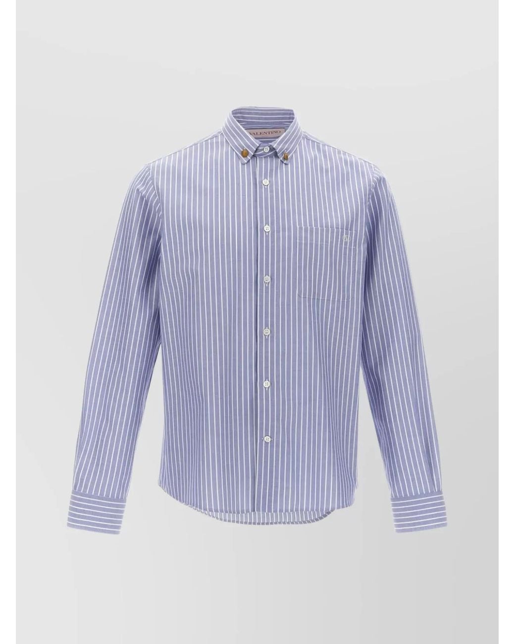 Valentino Garavani Blue Striped Cotton Shirt for men