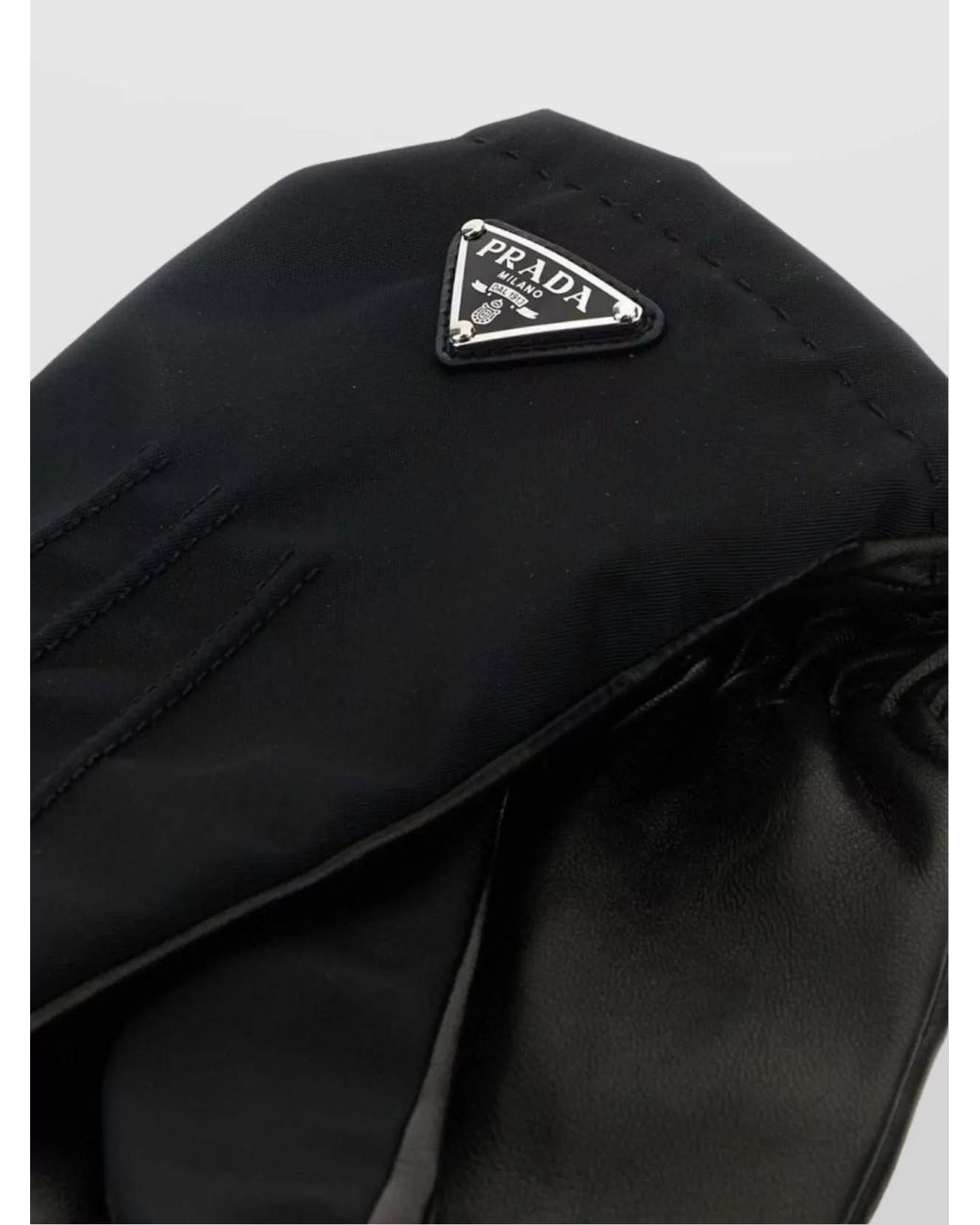 Prada Black Nylon And Nappa Leather Gloves for men