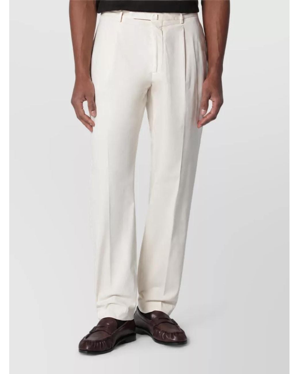 Santaniello White Cotton Tailored Trousers for men