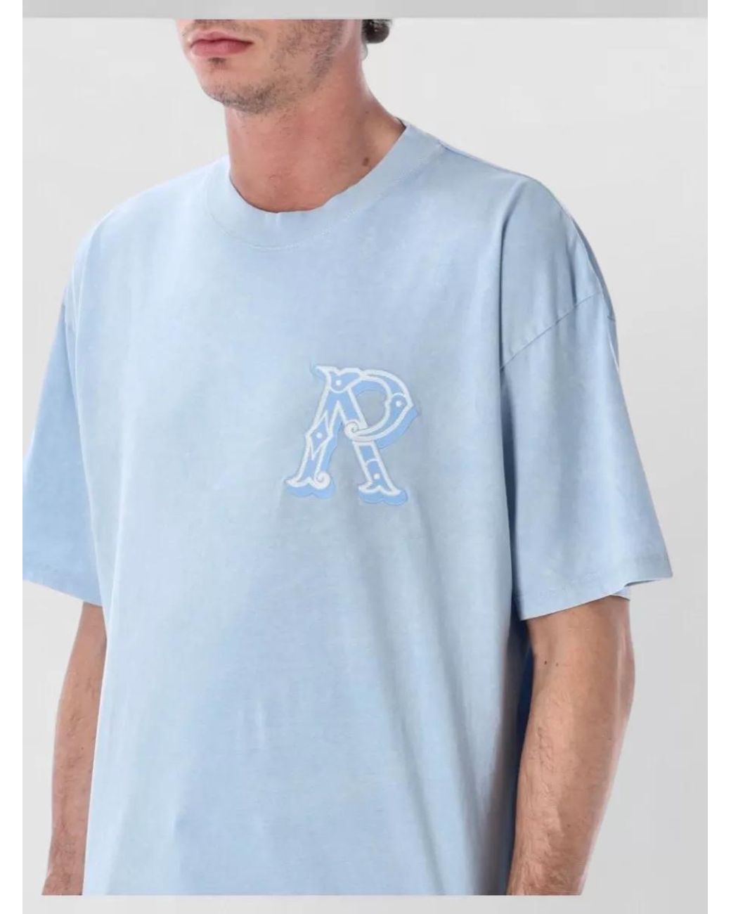 Represent Blue Western Lettering Initials Short Sleeve T Shirt for men