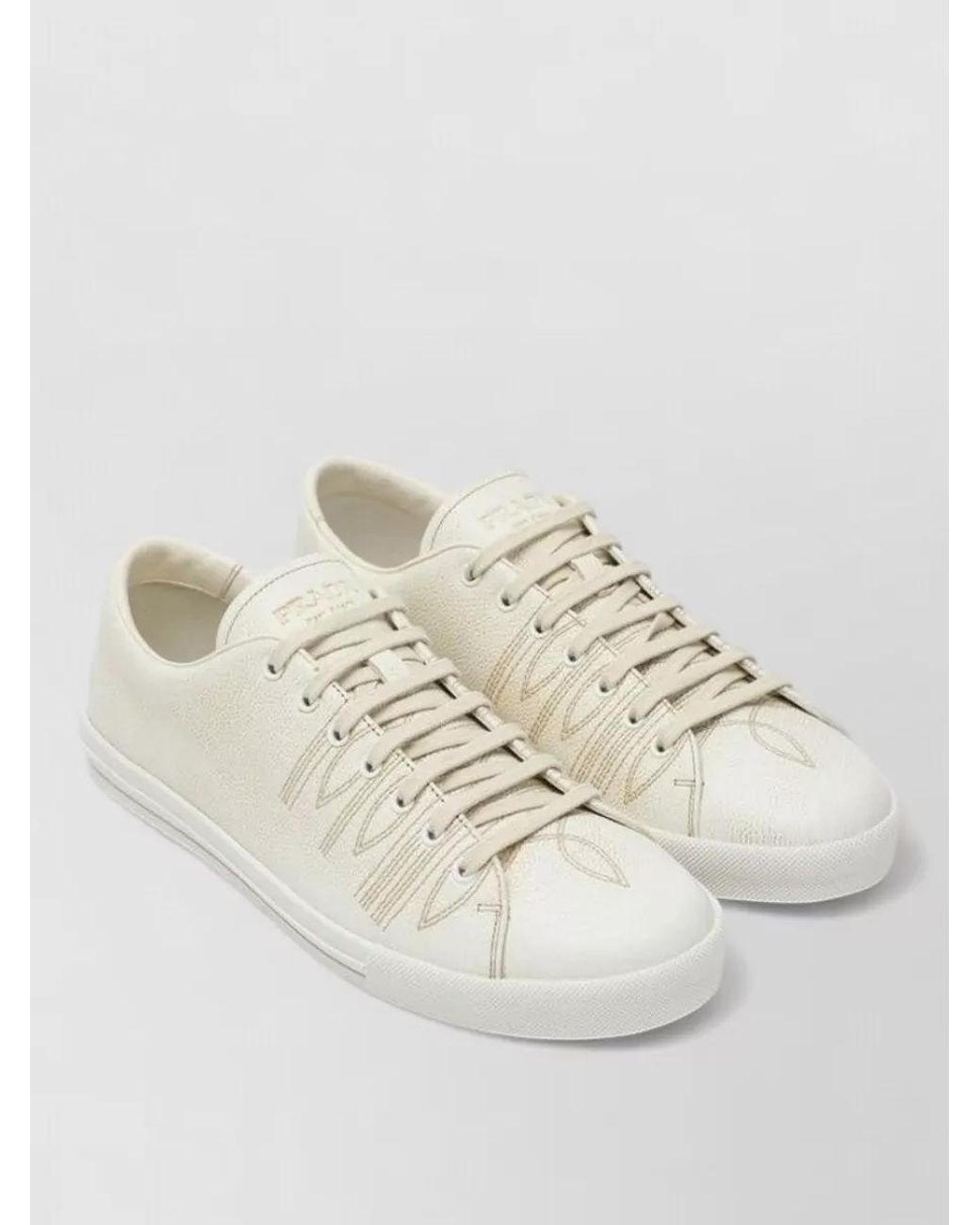 Prada Natural Leather Low-Top Sneakers for men