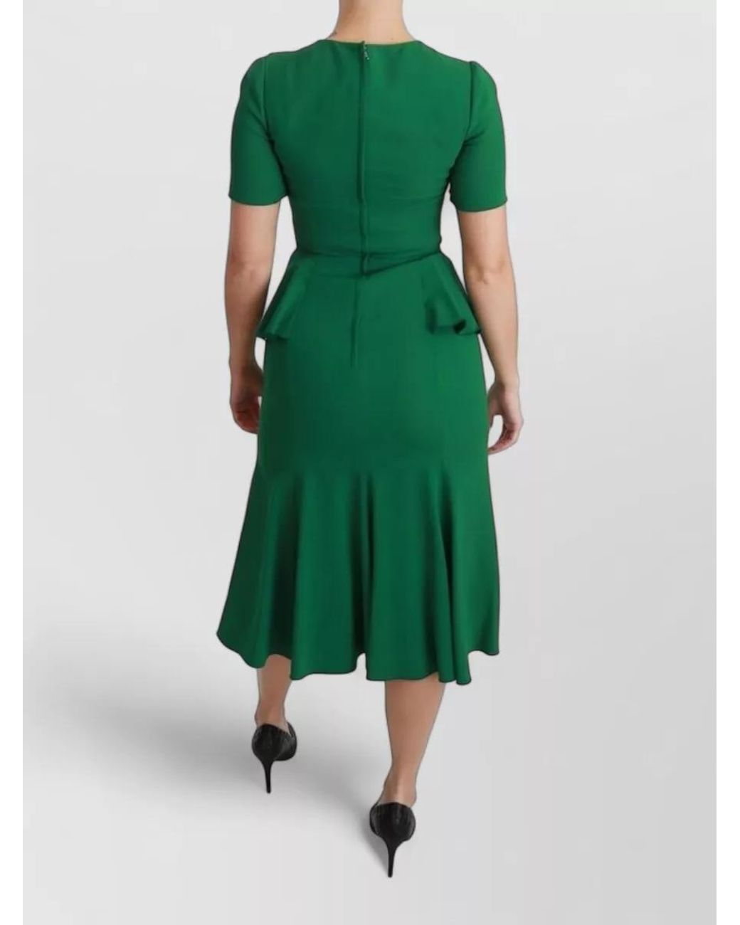 Dolce & Gabbana Green Viscose Mermaid Midi Dress