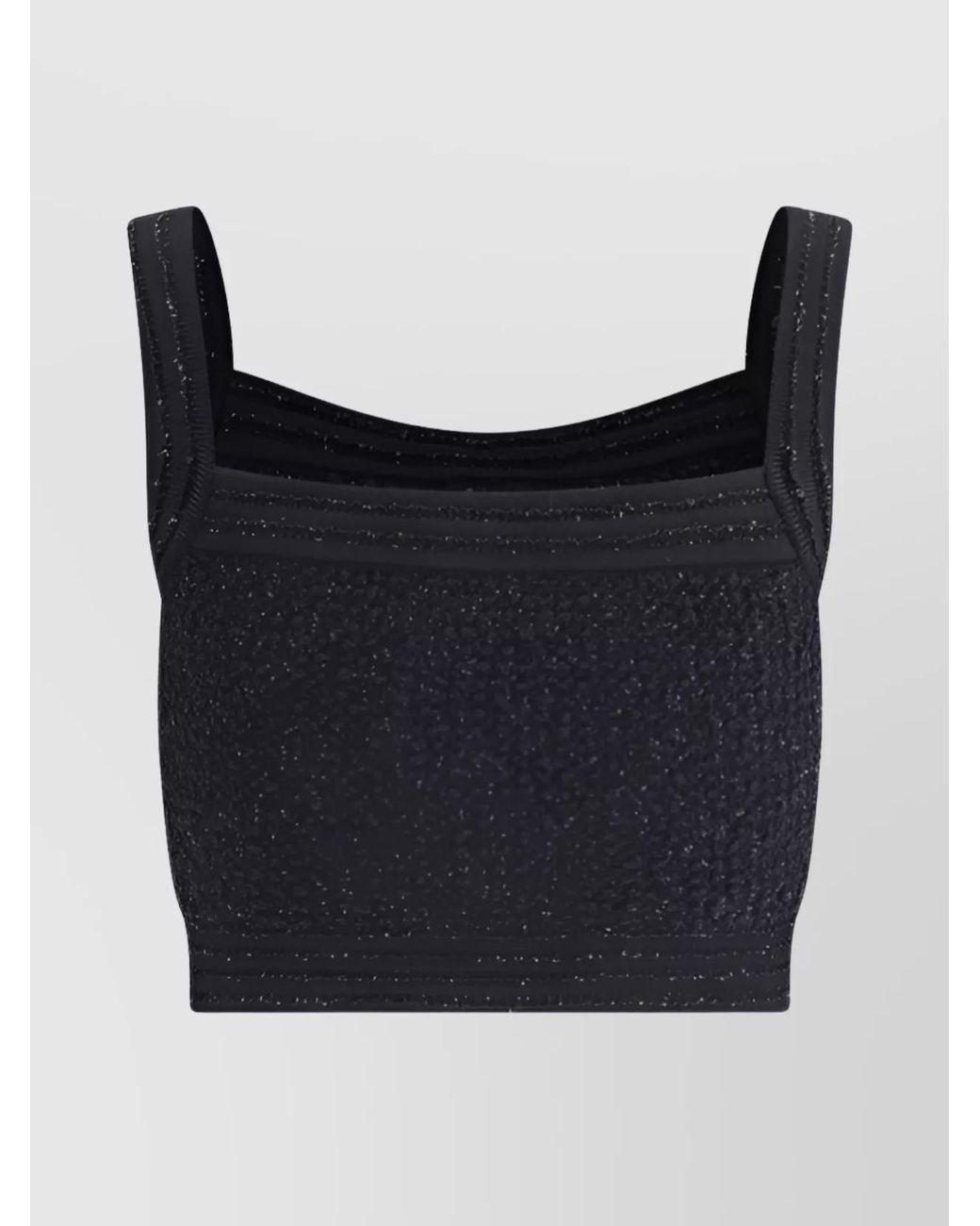 Balmain Blue Cropped Tweed Square Neck Sleeveless Top