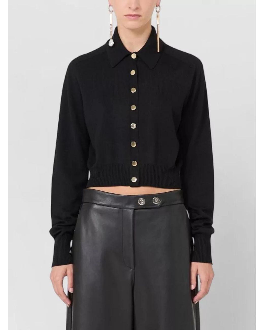 Sportmax Black Ribbed Virgin Wool Regular-Fit Cardigan