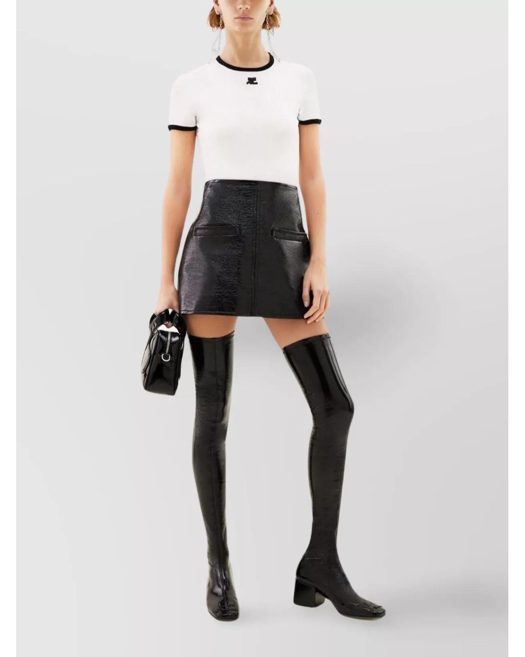 Courreges White Cotton Logo-Embellished Contrast-Trim Short-Sleeve T-Shirt