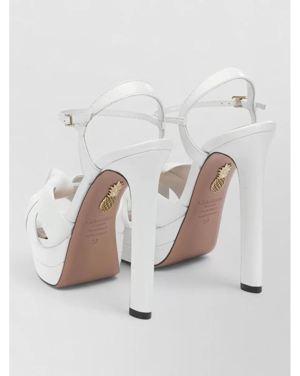 Aquazzura White Leather Platform Heeled Sandals