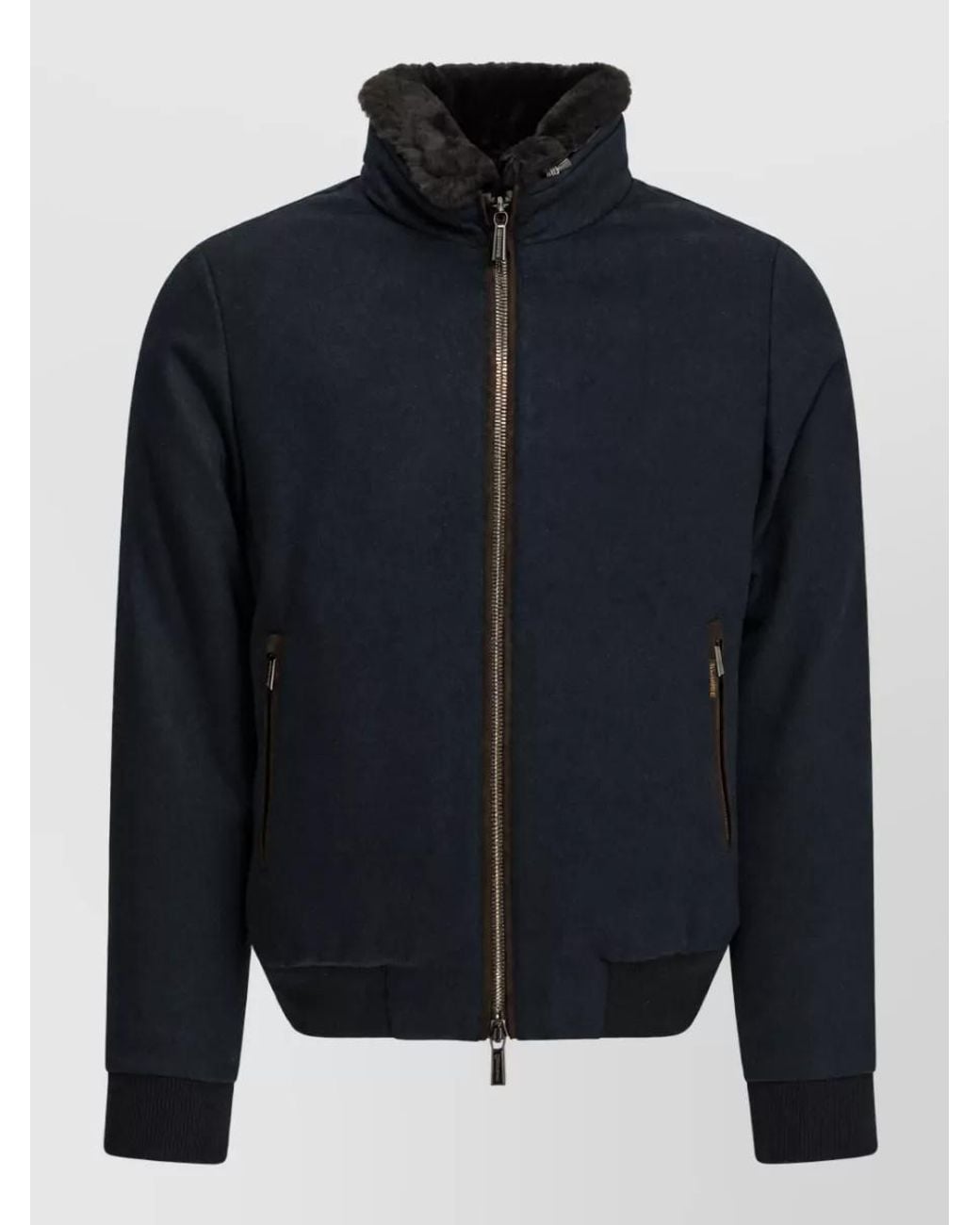 Moorer Blue Wool Cashmere Padded Bomber Jacket for men