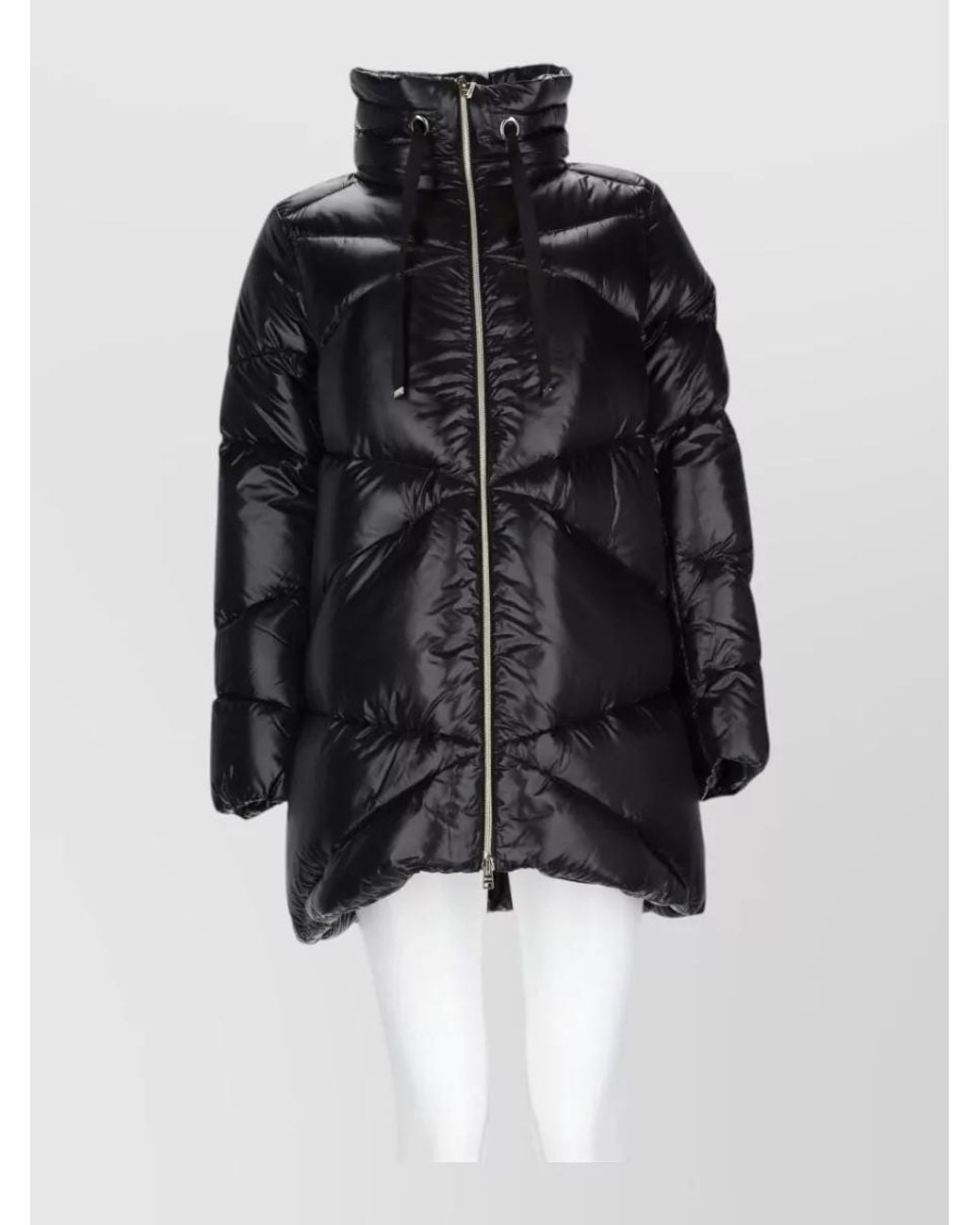 Herno Black Down Quilted High-Collar Drawstring Puffer Jacket
