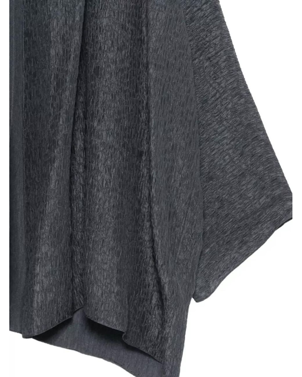 Cortana Blue Silk Crinkled Shawl Lapel Relaxed-Fit Jacket