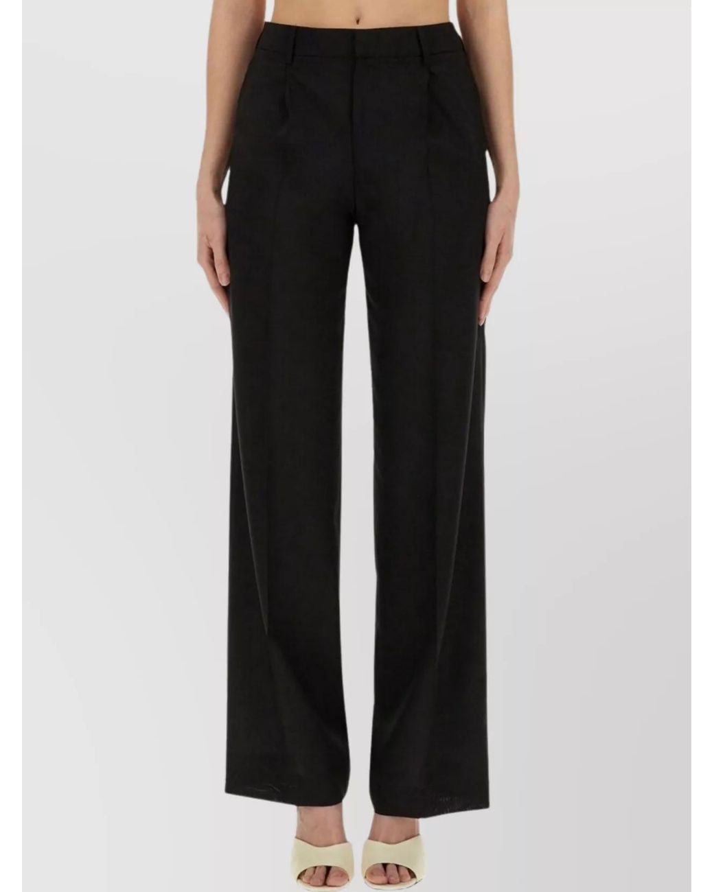 PT Torino Black Virgin Wool Wide-Leg Trousers