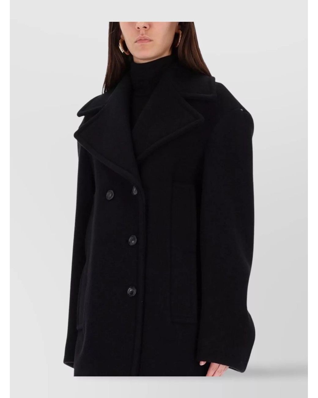 Sportmax Black Virgin Wool Double-Breasted Coat