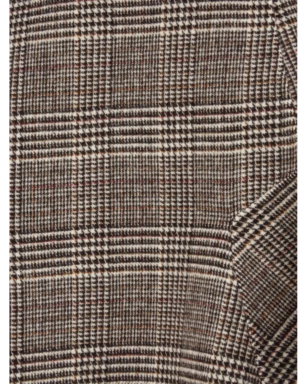 Ermanno Scervino Brown Wool Checked High-Rise Mini A-Line Skirt