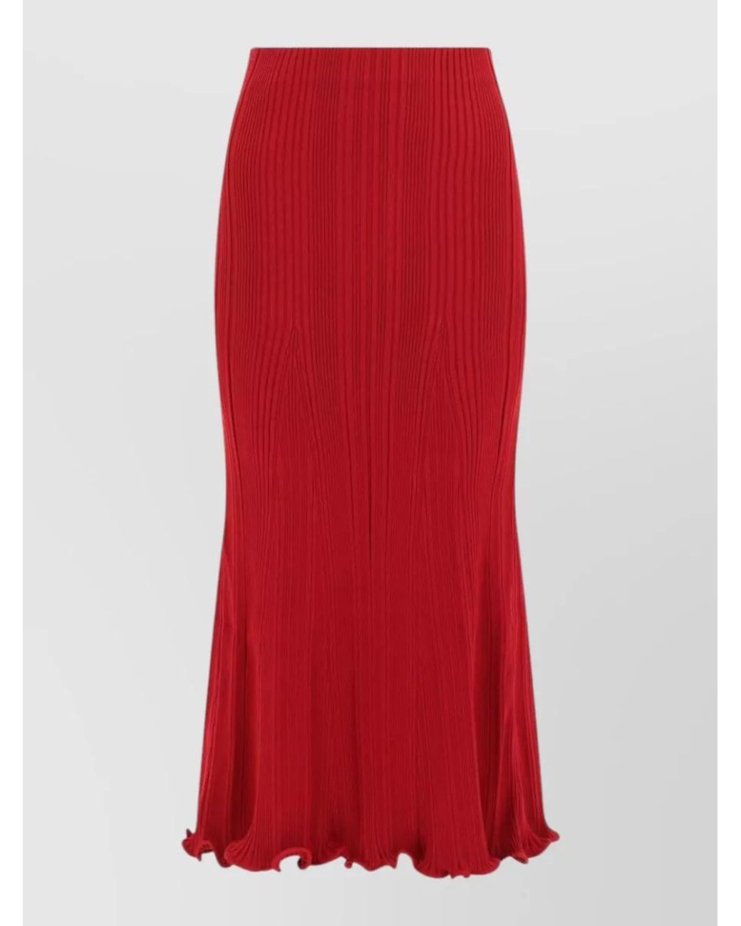 Self-Portrait Red Viscose Midi Skirt