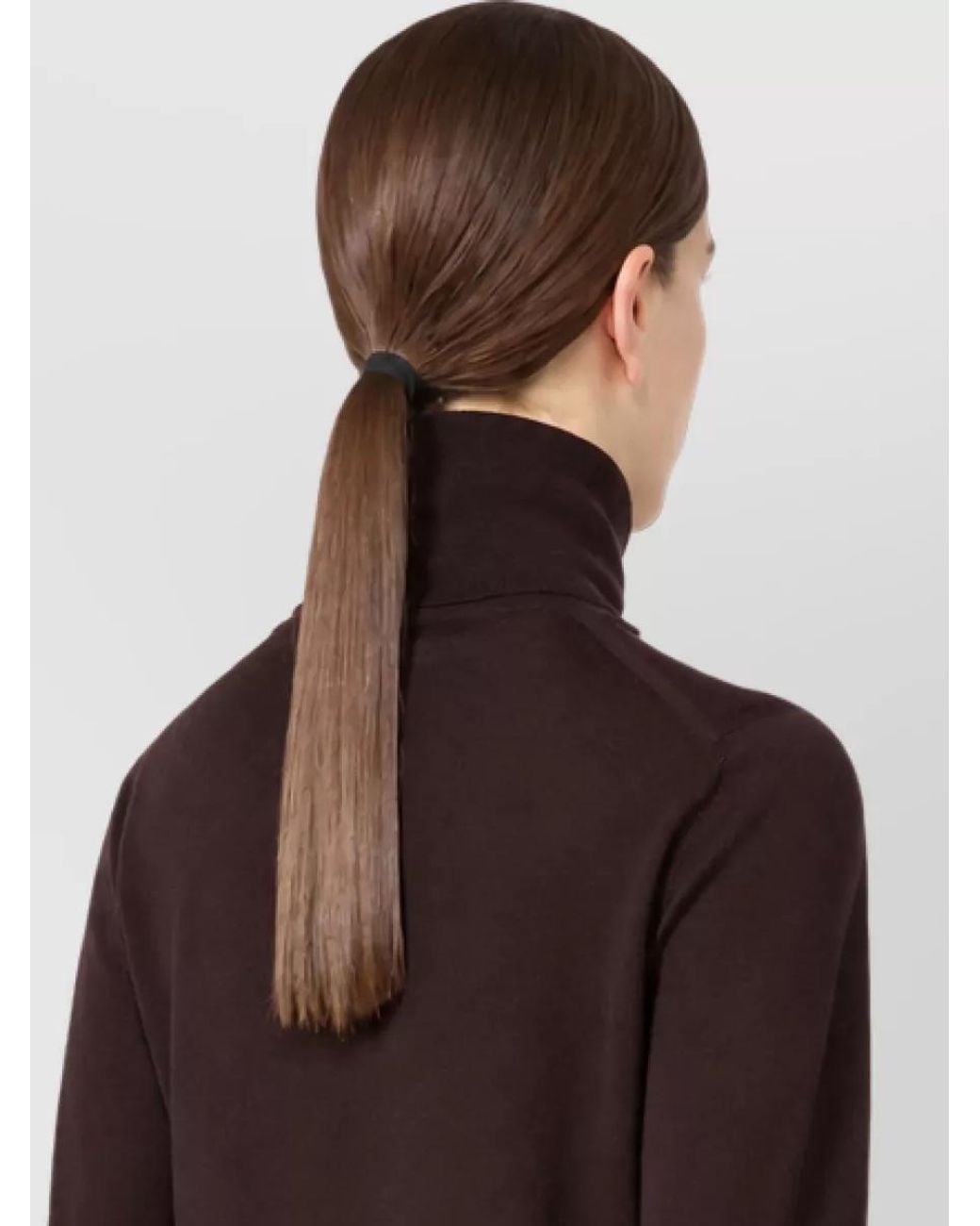Max Mara Brown Virgin Wool Fine Rib-Knit Turtleneck Sweater