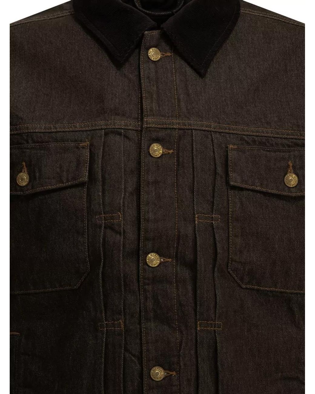 7 For All Mankind Black Cotton Single-Breasted Coat for men