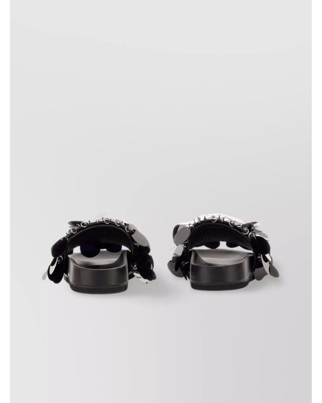 Rabanne Black Embellished Flat Sole Open Toe Sandal