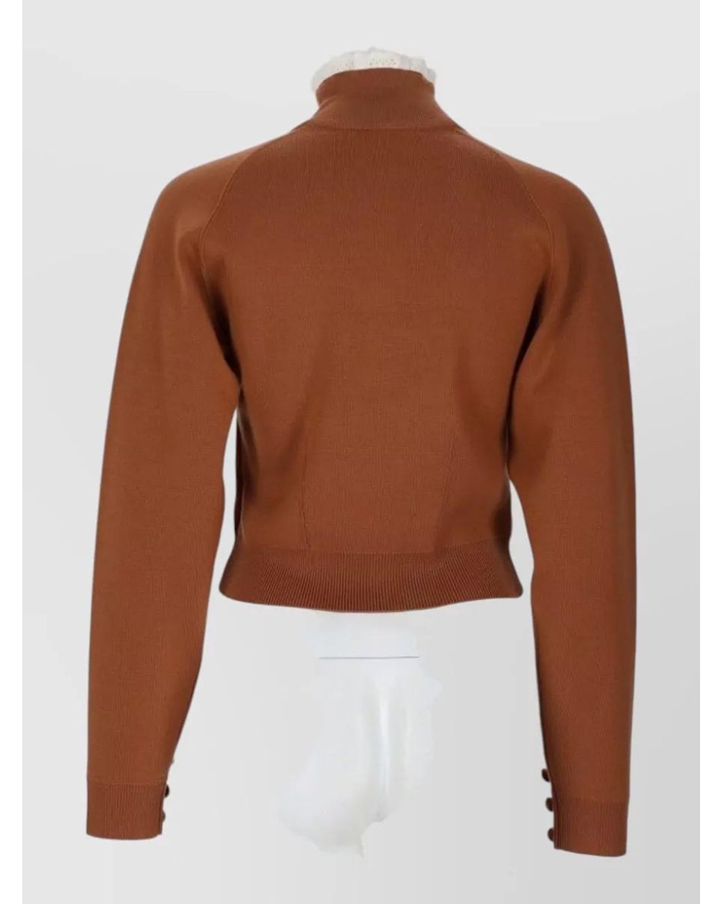 Chloé Brown Lace Wool Turtleneck Sweater