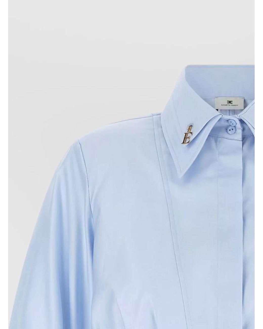 Elisabetta Franchi Blue Cropped Cotton Bustier Jacket
