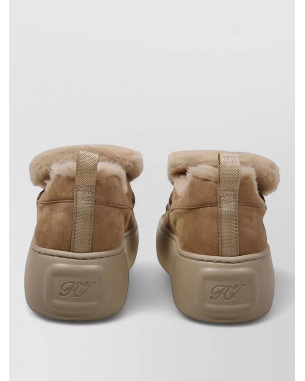 Roger Vivier Natural Leather Fur Slippers