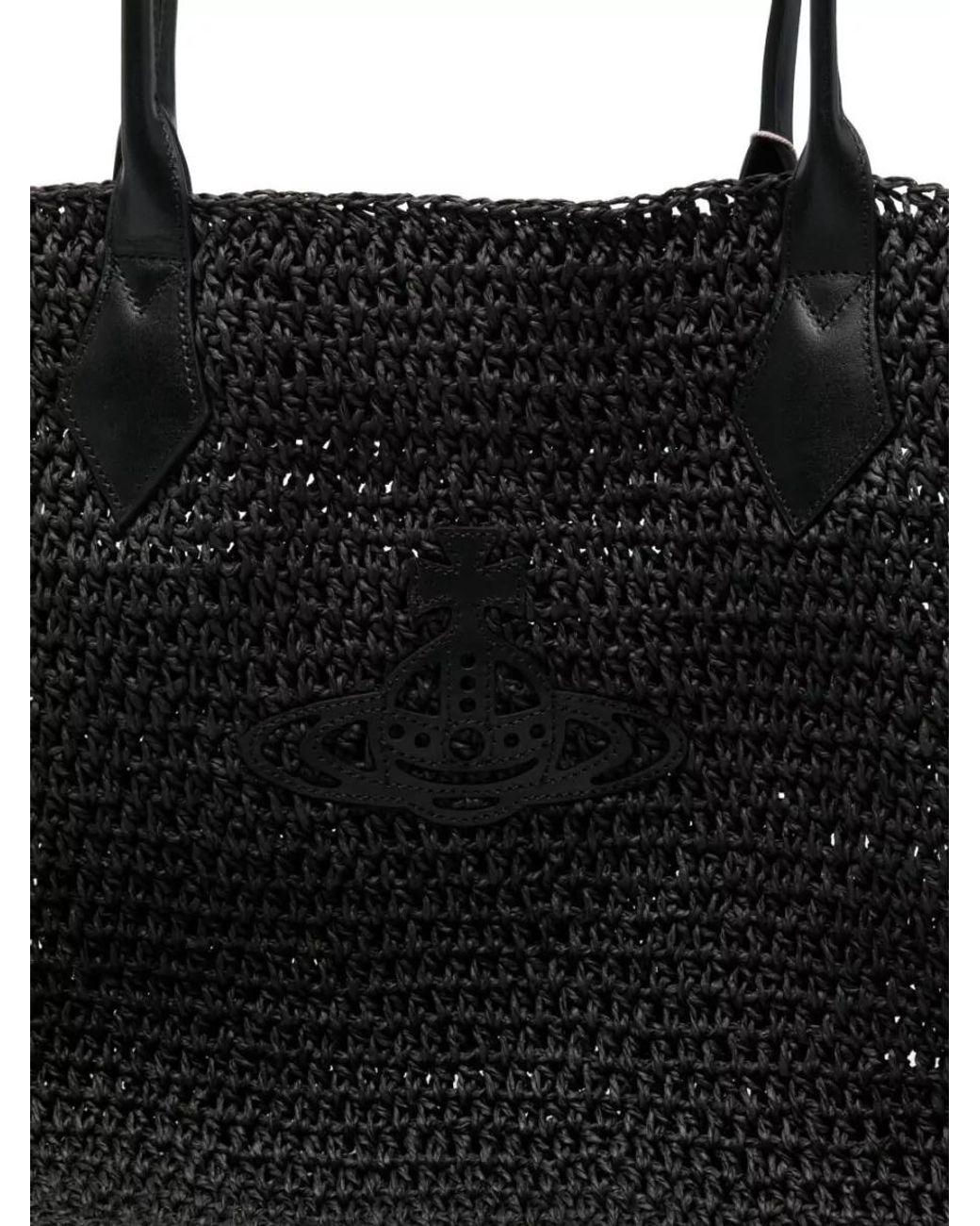 Vivienne Westwood Black Shopper Raffia Beach Bag