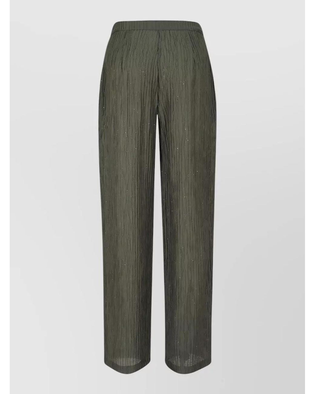 Emporio Armani Green Pleated Wide-Leg Trousers