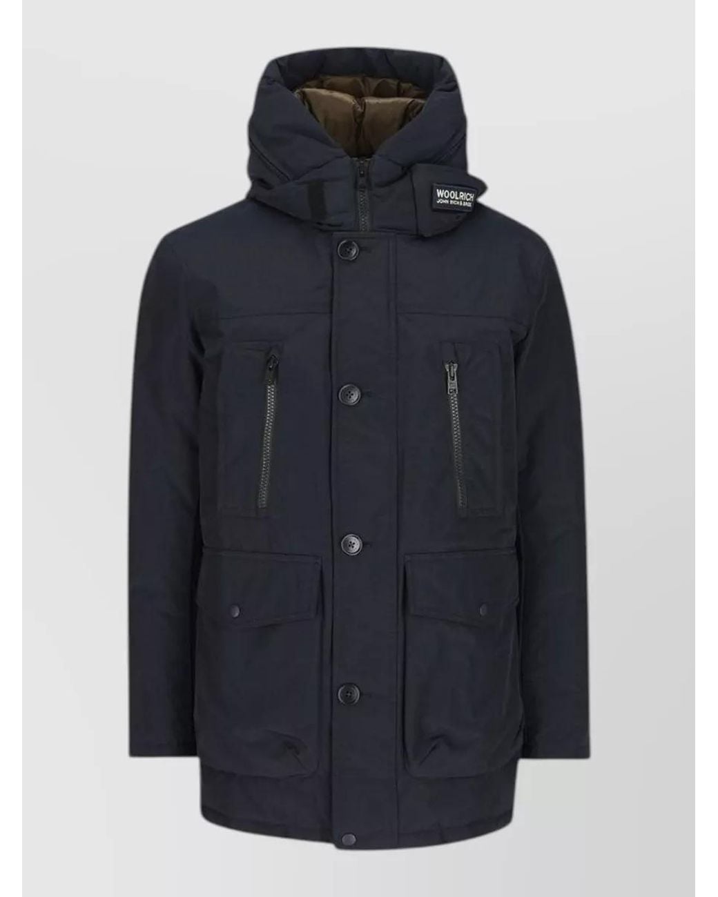 Woolrich Blue Hooded Quilted Down Parka for men