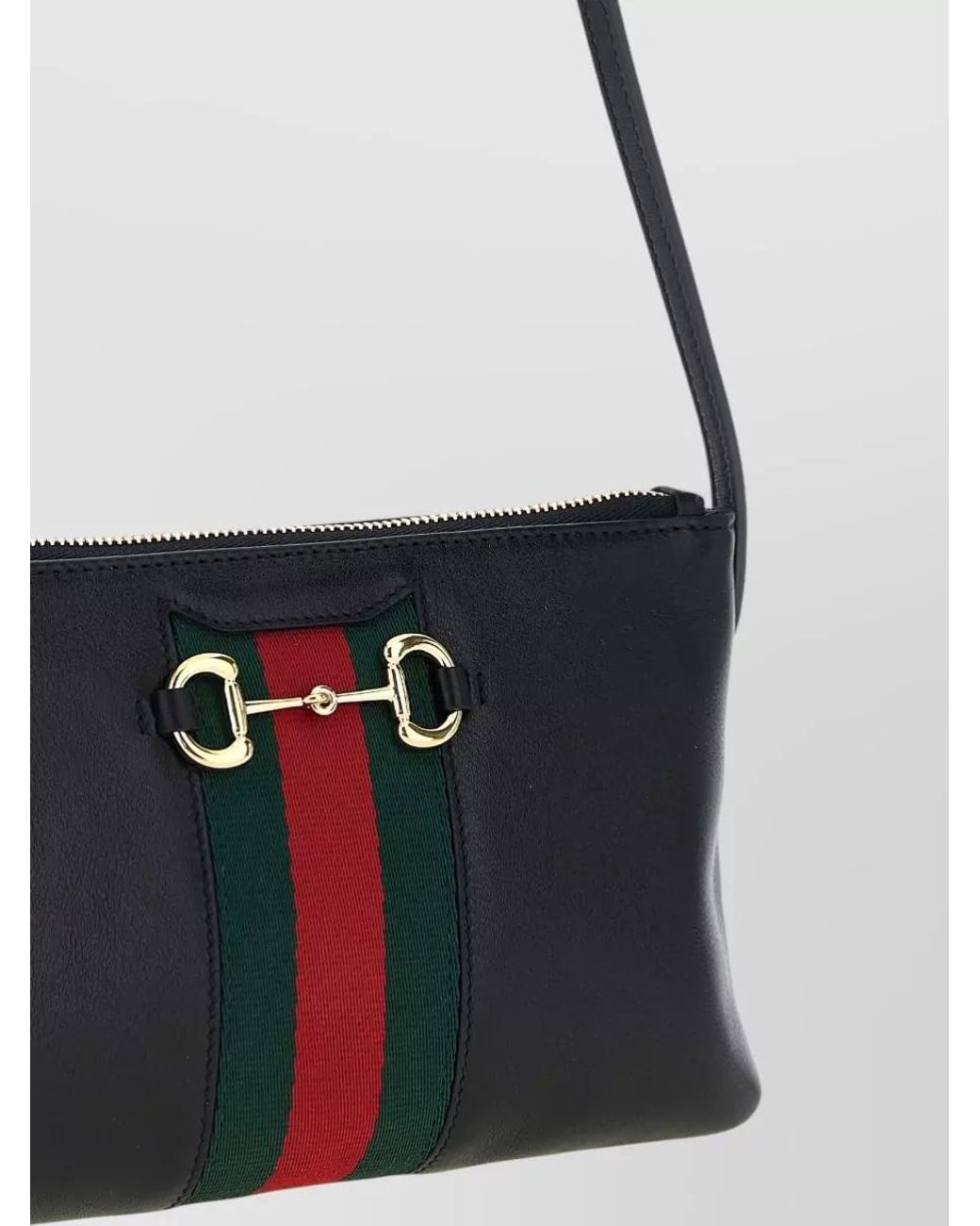 Gucci White Horsebit Web Mini Leather Shoulder Bag