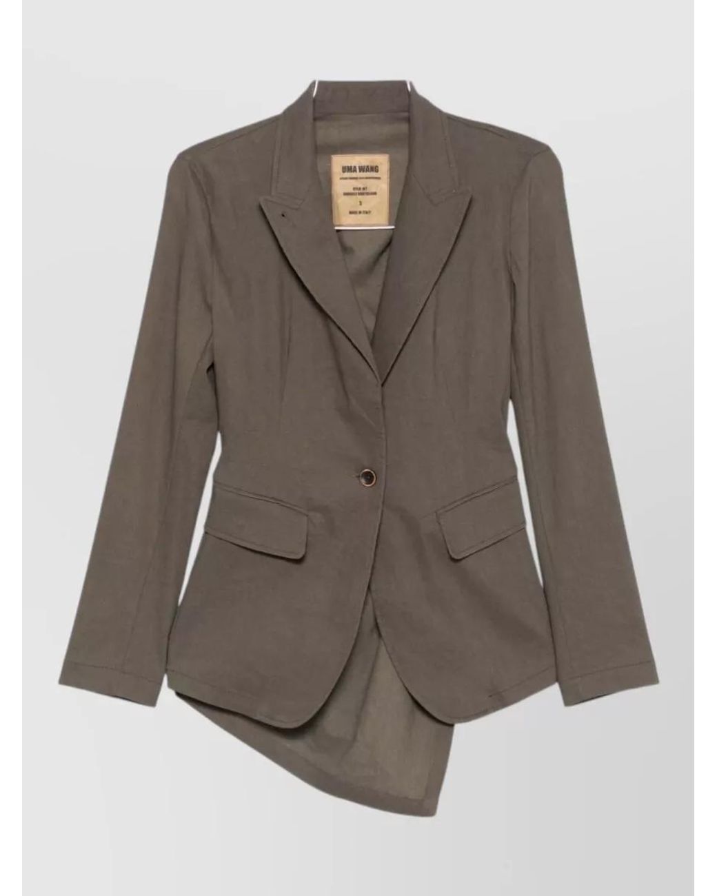Uma Wang Brown Asymmetric Linen Blend Suit Jacket