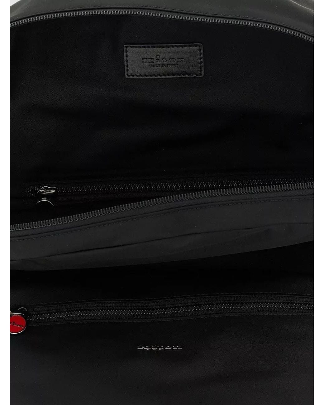 Kiton Black Technical Canvas Backpack for men