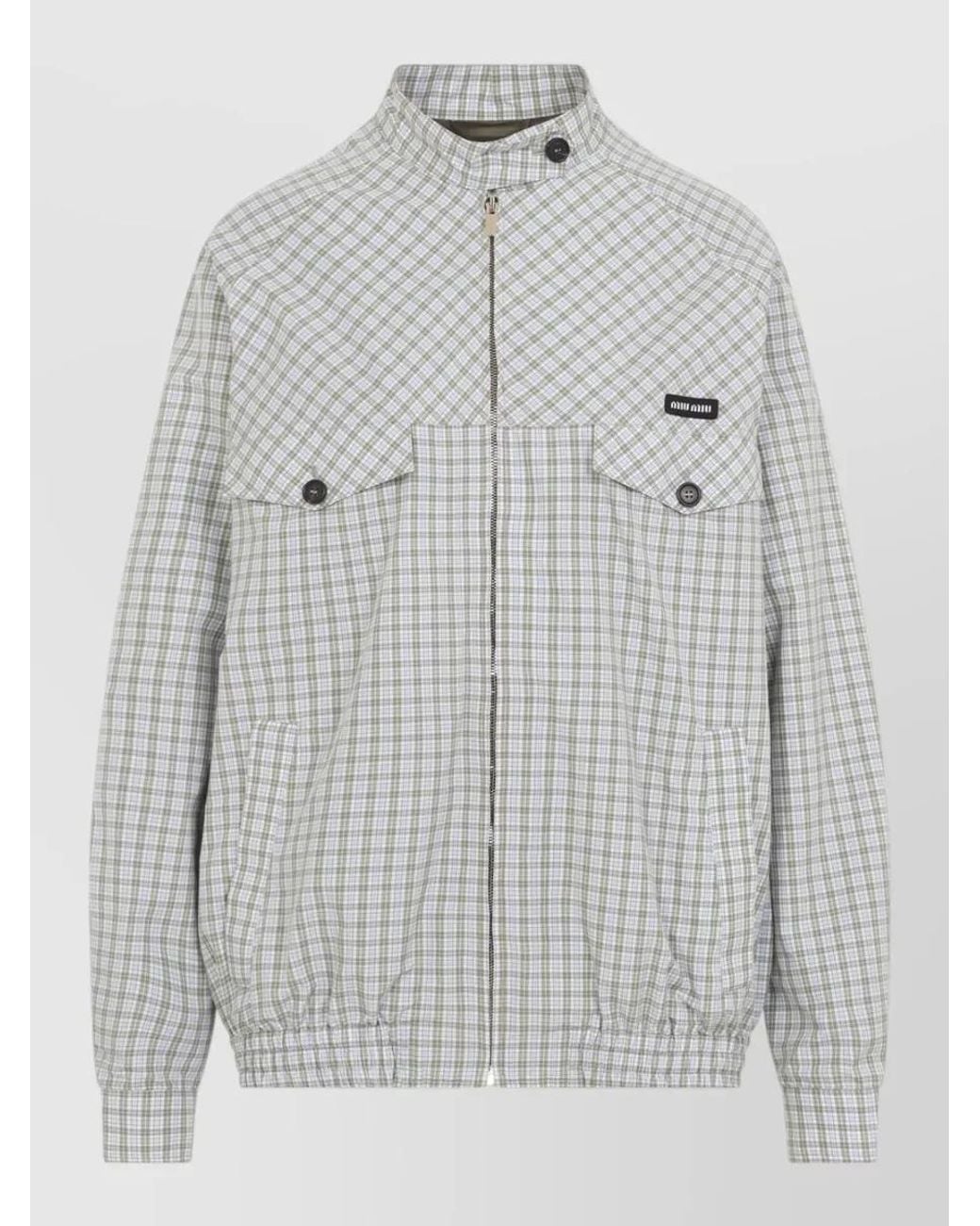 Miu Miu Gray Checked Oversized Single Breasted Jacket
