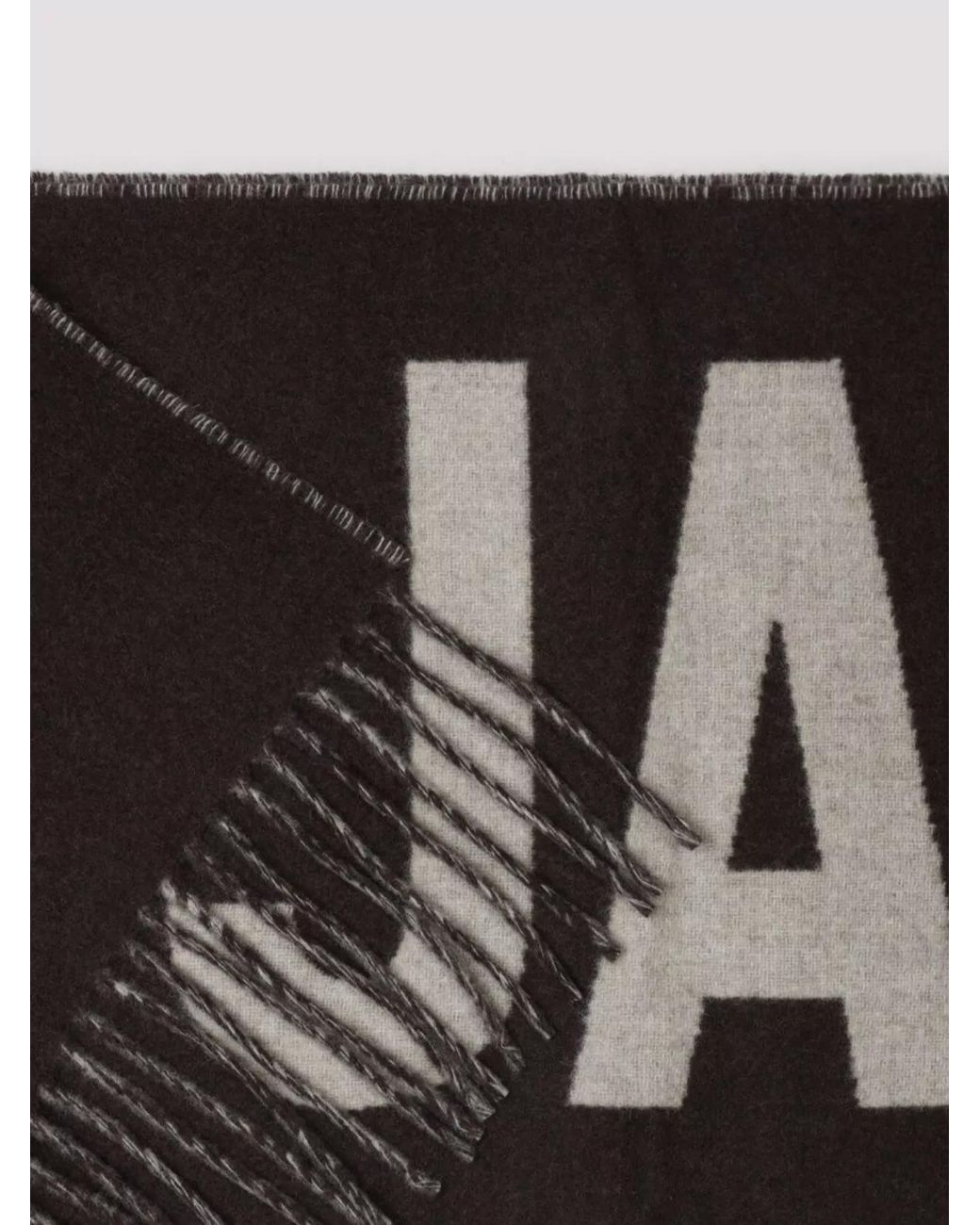 Jacquemus Black Virgin Wool Fringed Logo Scarf
