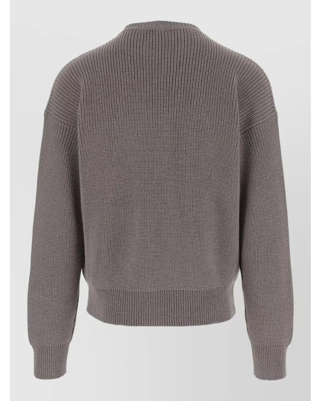 Giorgio Armani Gray Ribbed Wool Crew Neck Jumper for men