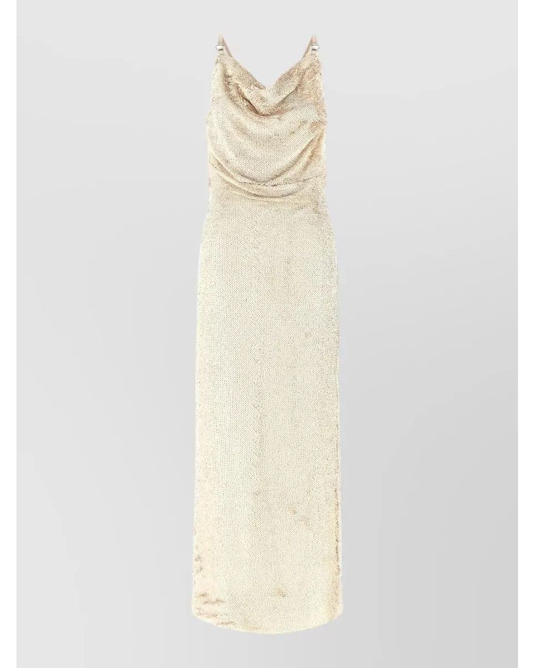 Coperni White Sequin Draped Sleeveless Maxi Dress