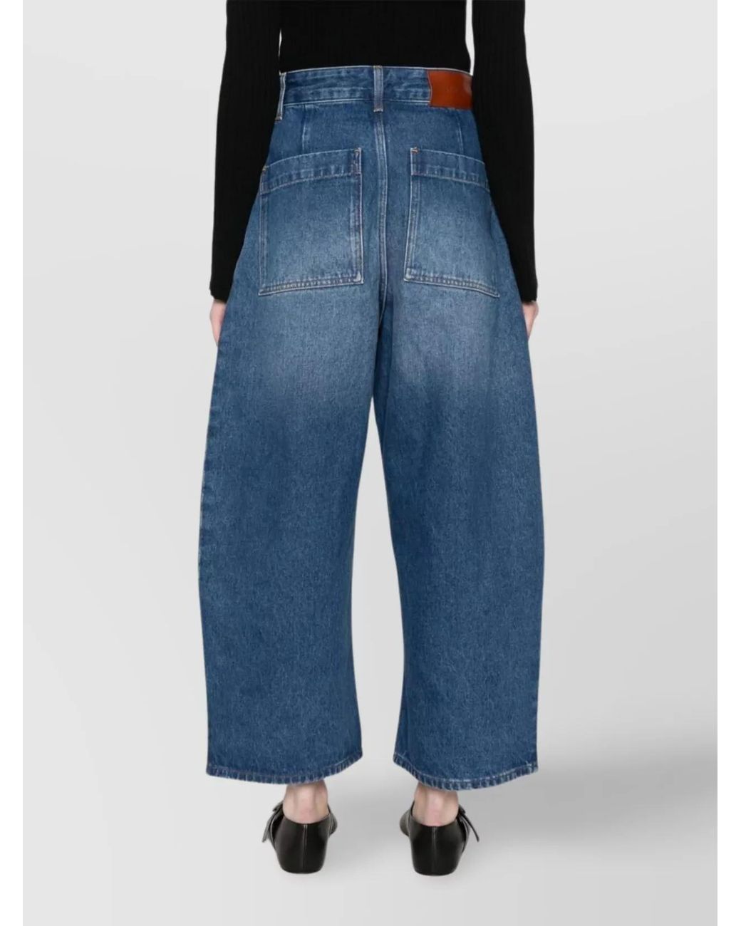 Studio Nicholson Blue Denim High-Rise Cropped Wide-Leg Jeans