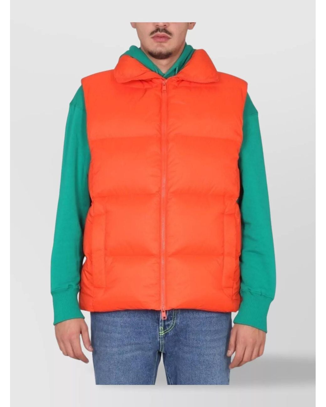 MSGM Orange High Neck Cotton Vest for men
