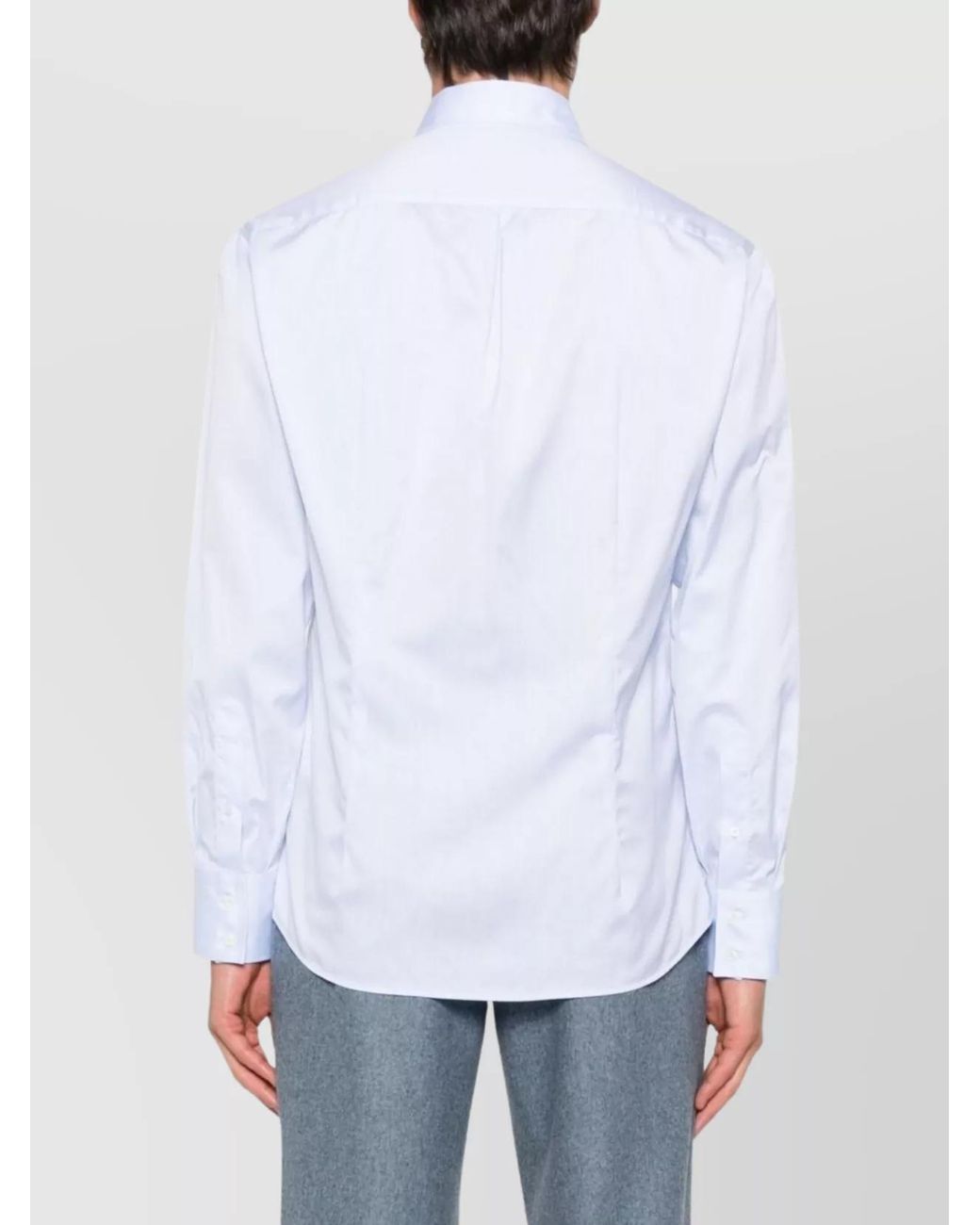 Brunello Cucinelli White Cotton Long-Sleeve Button-Down Shirt for men
