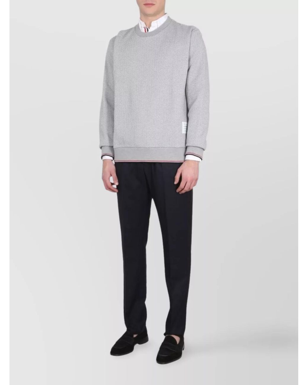 Thom Browne Gray Cotton Herringbone Sweatshirt for men