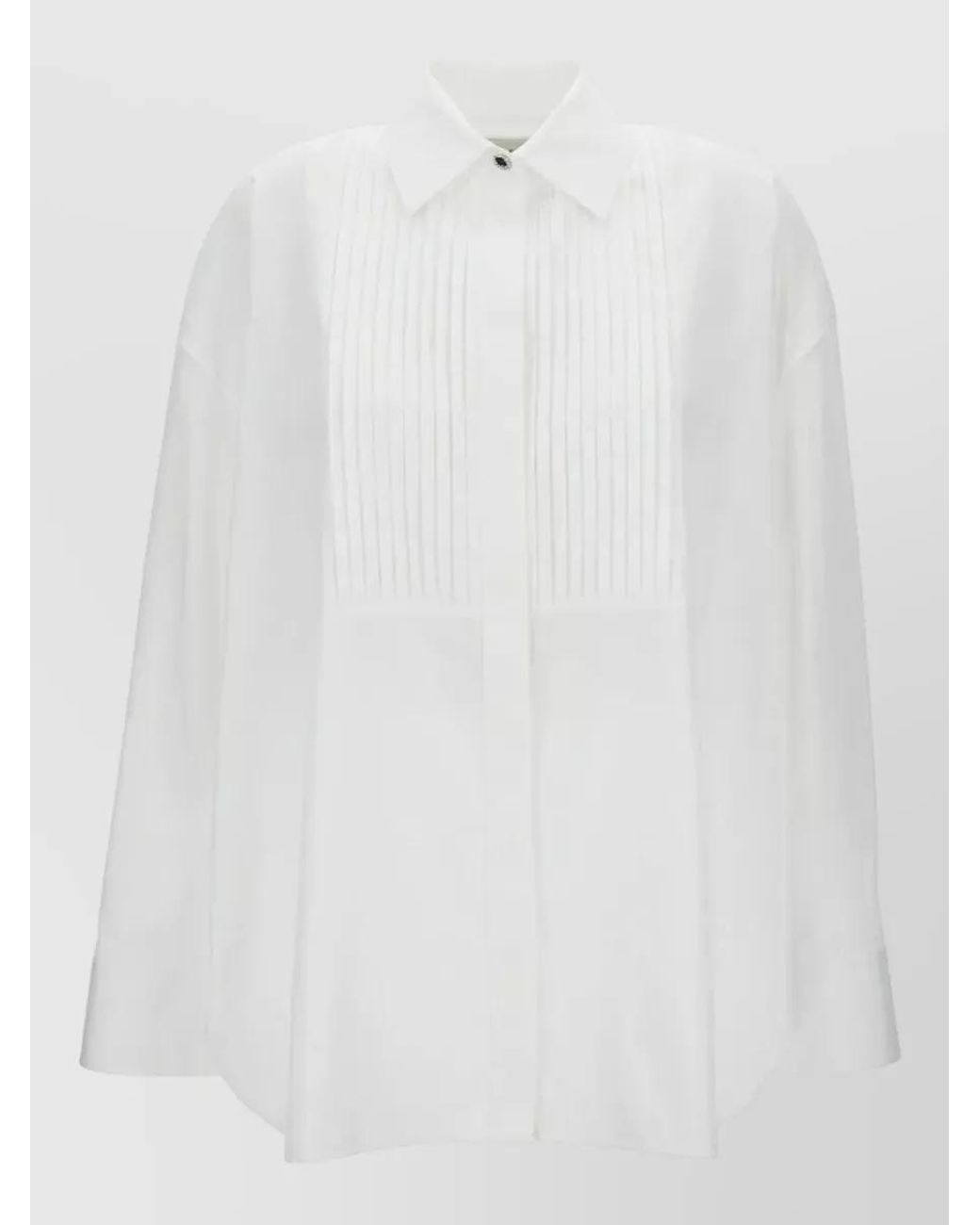 Golden Goose Deluxe Brand White Cotton Poplin Pleated Bib Overshirt