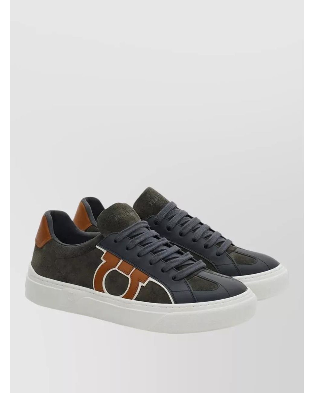 Ferragamo Multicolor Leather Lace-Up Sneakers for men