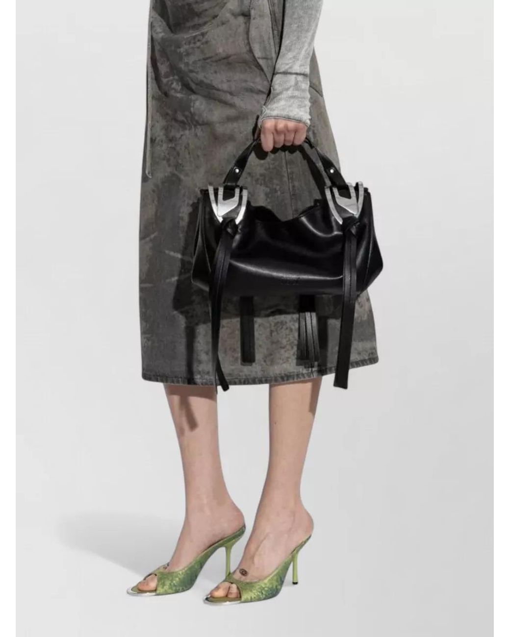 DIESEL Black Small Polyurethane Knot-D Top Handle Bag