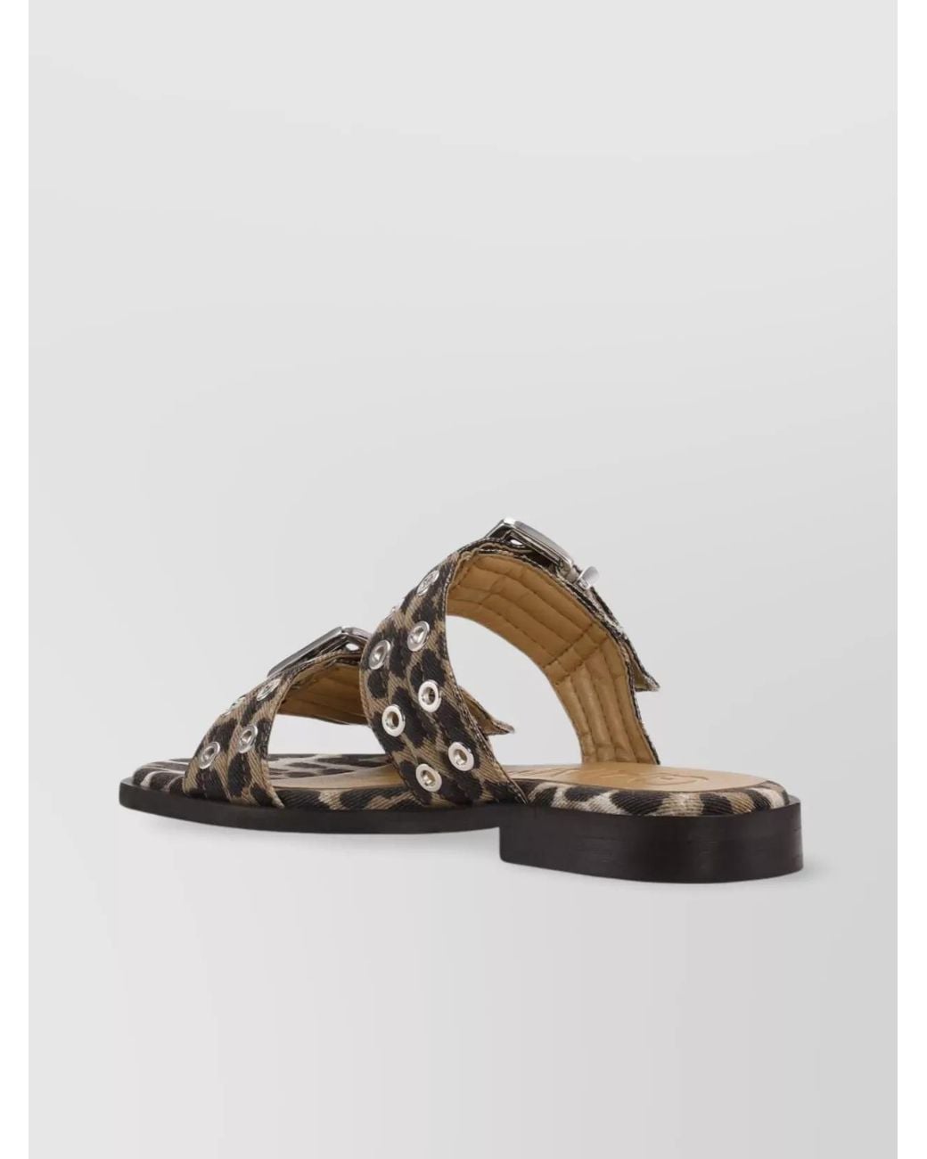Ganni Multicolor Denim Leopard-Print Sandals