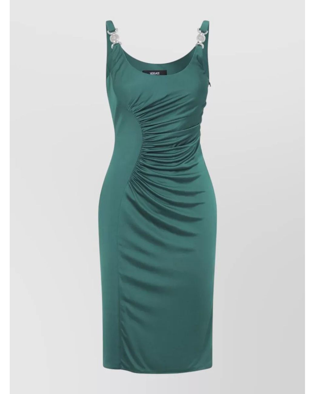 Versace Green Draped Knee-Length Dress
